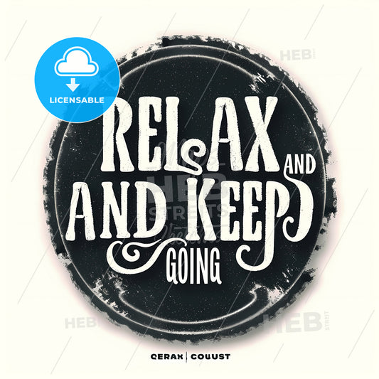 Relax And Keep Going, A Black Circle With White Text