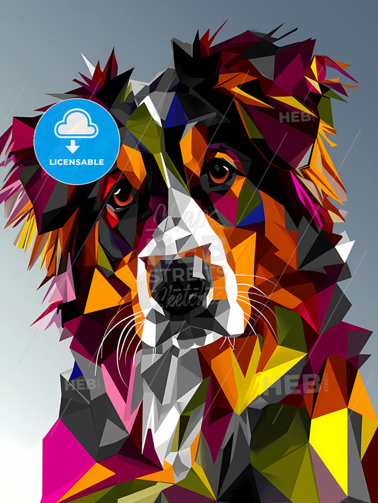 Two Dogs Holding Each Other, A Colorful Dog With White And Black Face