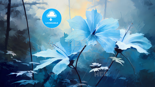 Vintage In Image Of Blue Flower, A Close Up Of Flowers