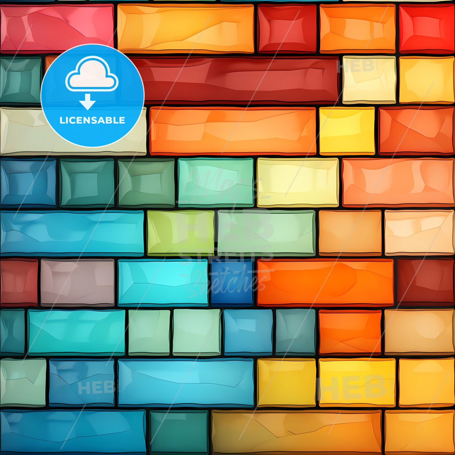 Stained Glass, A Wall Of Colorful Bricks