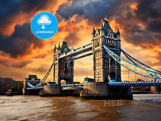 Tower Bridge, A Bridge Over Water With A Cloudy Sky