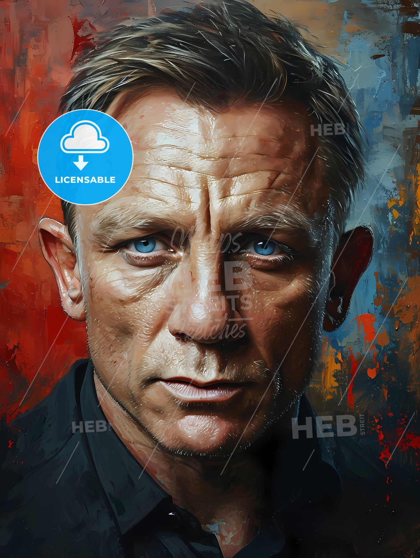 James Bond Portrait, A Man With Blue Eyes