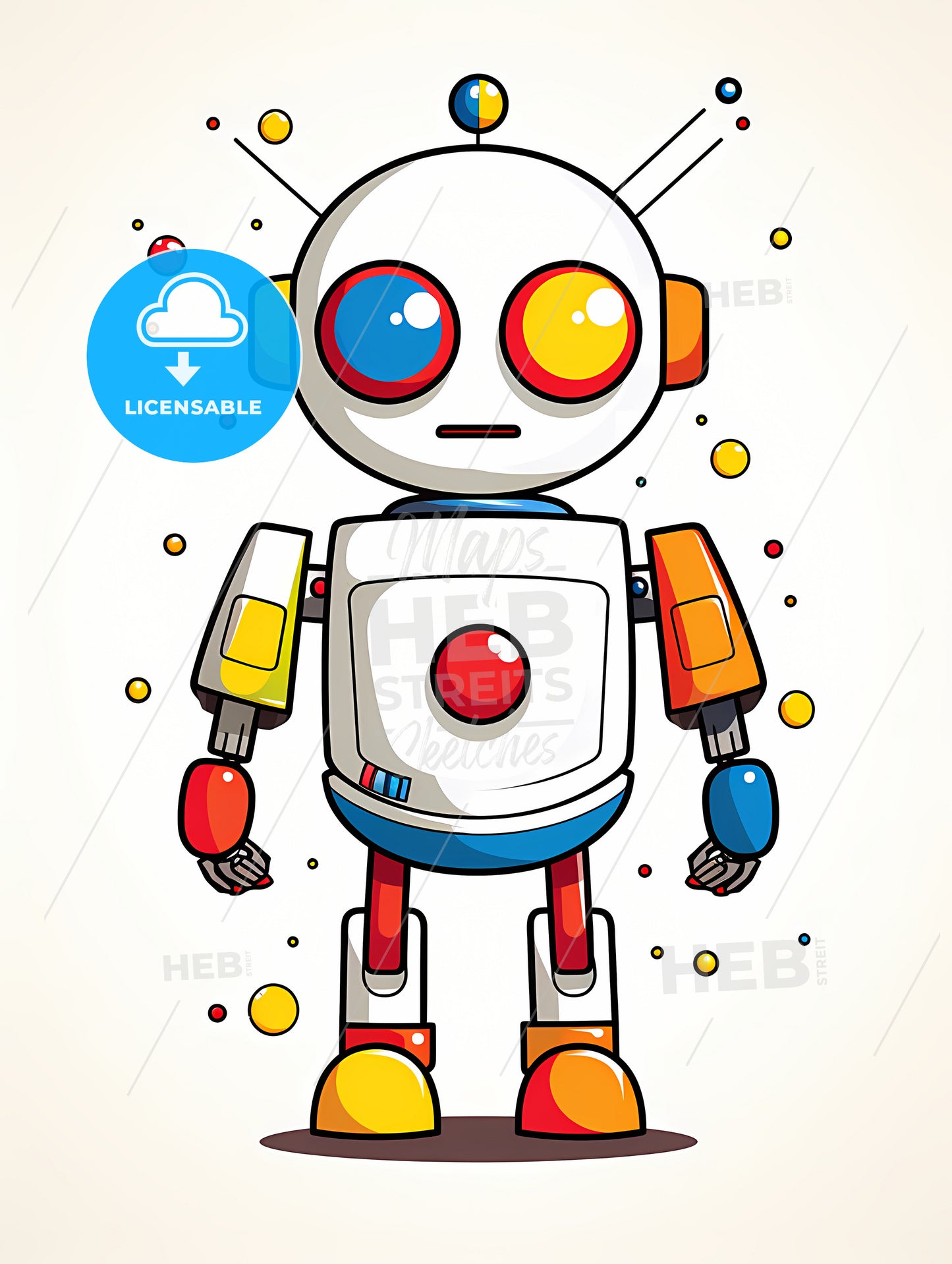 Minimalist Robot Art, A Cartoon Of A Robot