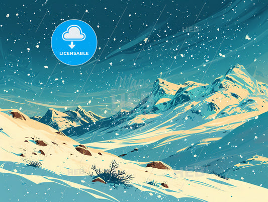 Winter Snow Background With Snowdrifts, A Snowy Mountain Landscape With Snow Falling