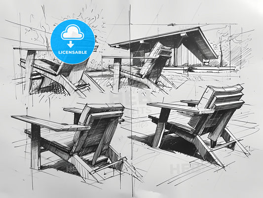 Product Design Draft Sketch Of A Chair, A Drawing Of A Chair