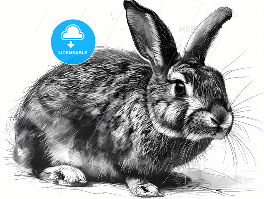 Vector Illustration Of A Rabbit, A Rabbit With Long Ears