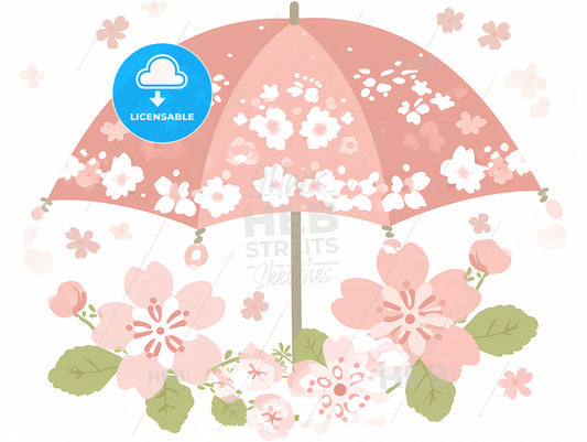 Cartoon Umbrella Soft And Gentle, A Pink Umbrella With Flowers