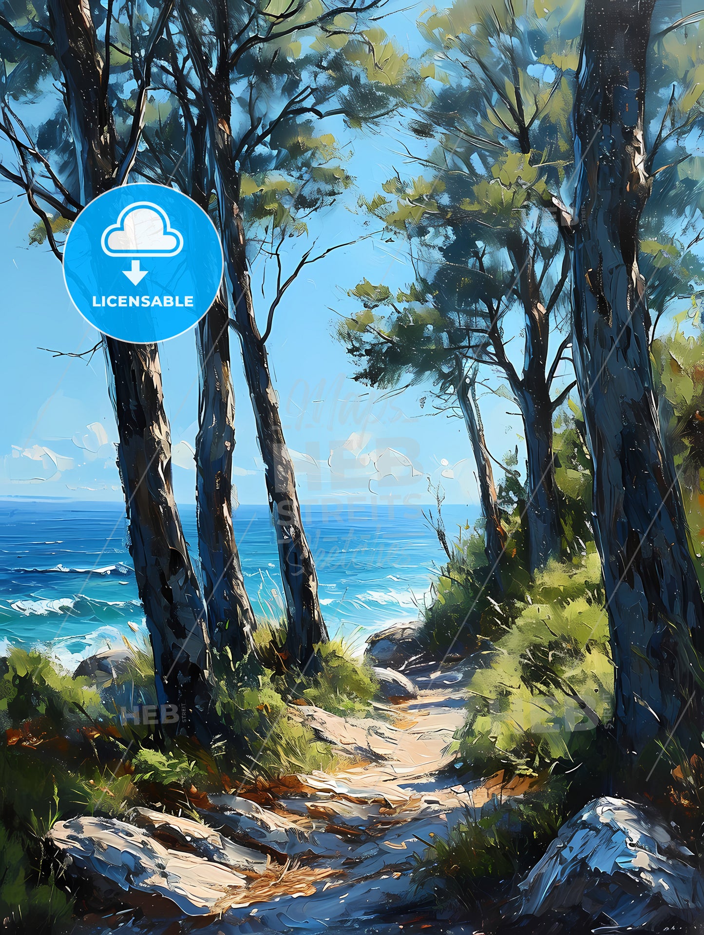 Virginia Beach Virginia Art Sketch, A Path Through A Forest By The Water