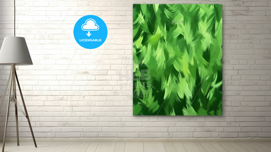 Abstract In Green Forest, A Painting On A Wall