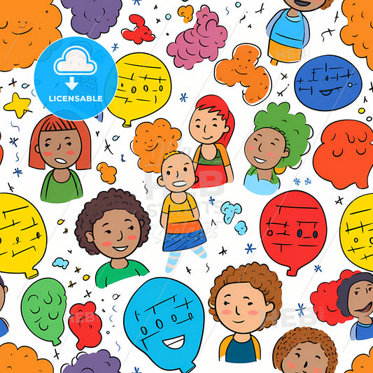Diverse Colorful Chat Bubble Set, A Group Of Cartoon Characters