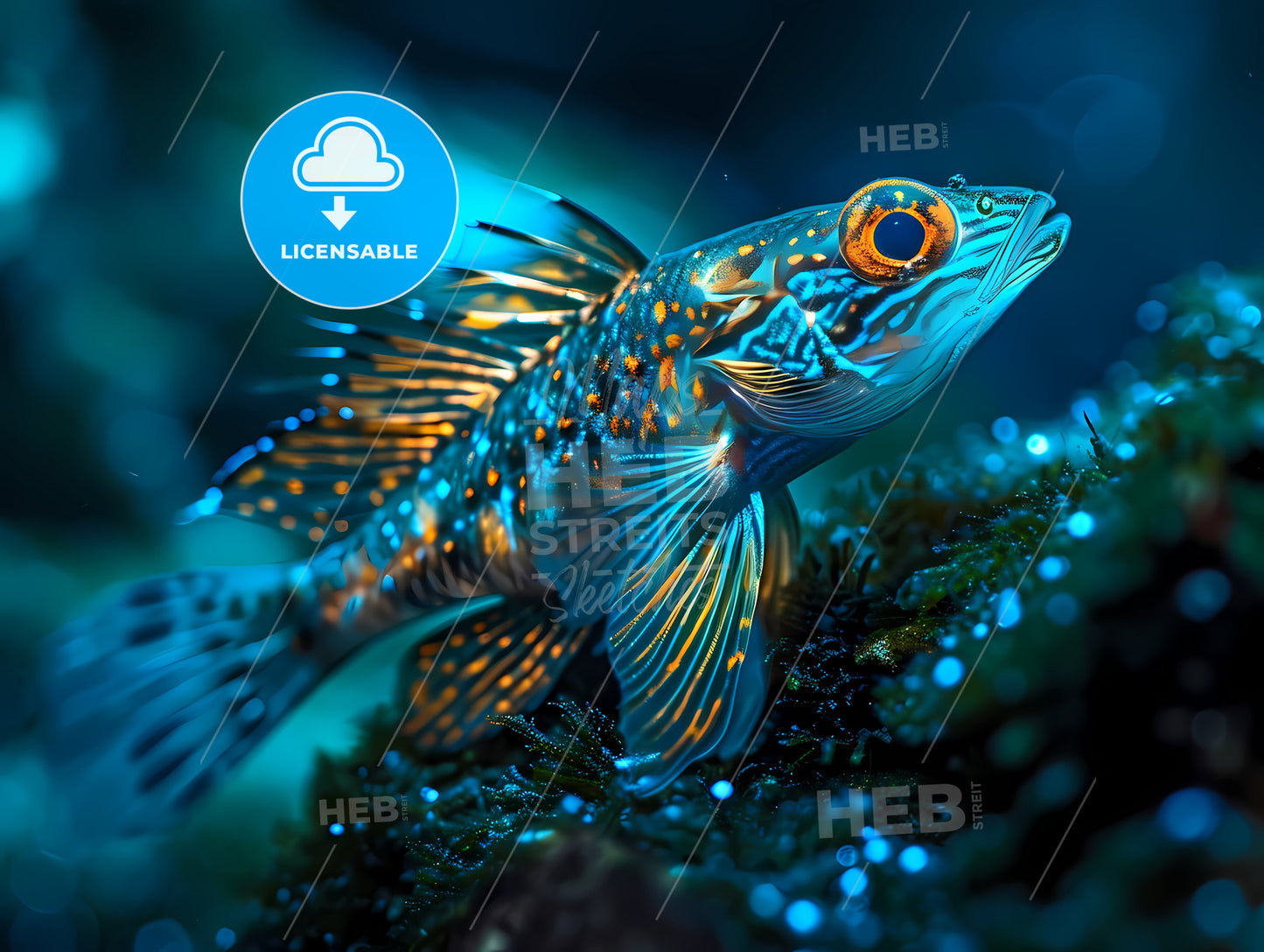 A Flying Fish Long Exposure Photography, A Fish With Orange And Blue Spots