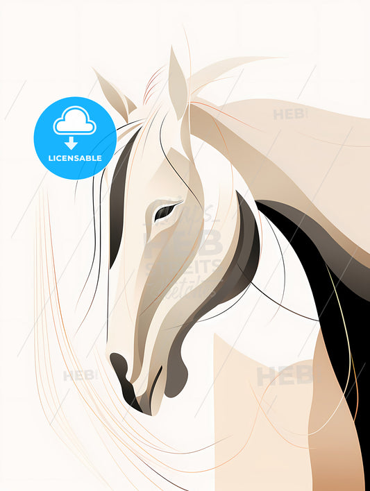 Horse Line Drawing Line Style, A Horse With Long Mane