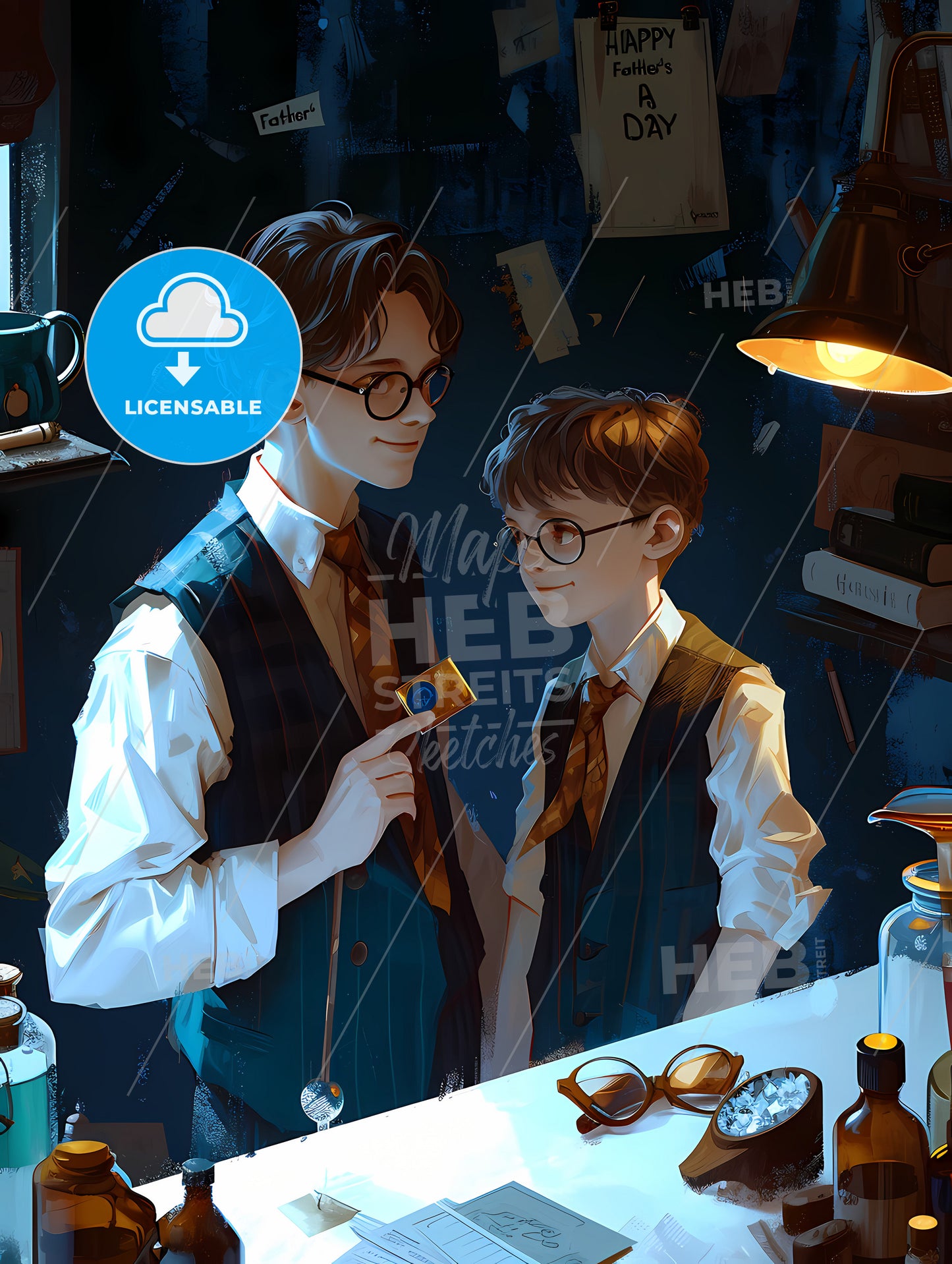 Happy Father's Day Wallpaper, A Cartoon Of A Couple Of Boys In A Room