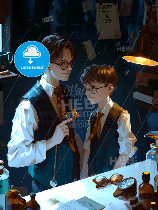 Happy Father's Day Wallpaper, A Cartoon Of A Couple Of Boys In A Room