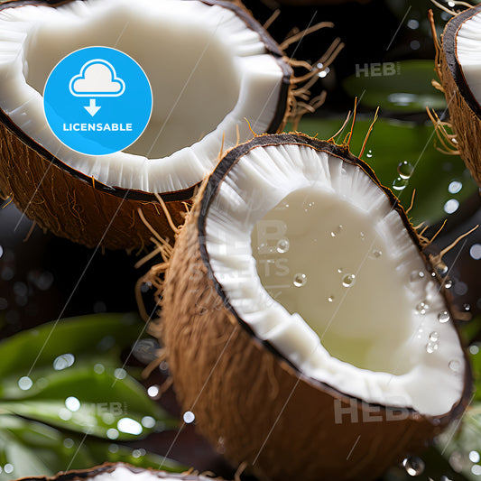Fresh Coconut Seamless Background, A Close Up Of A Coconut