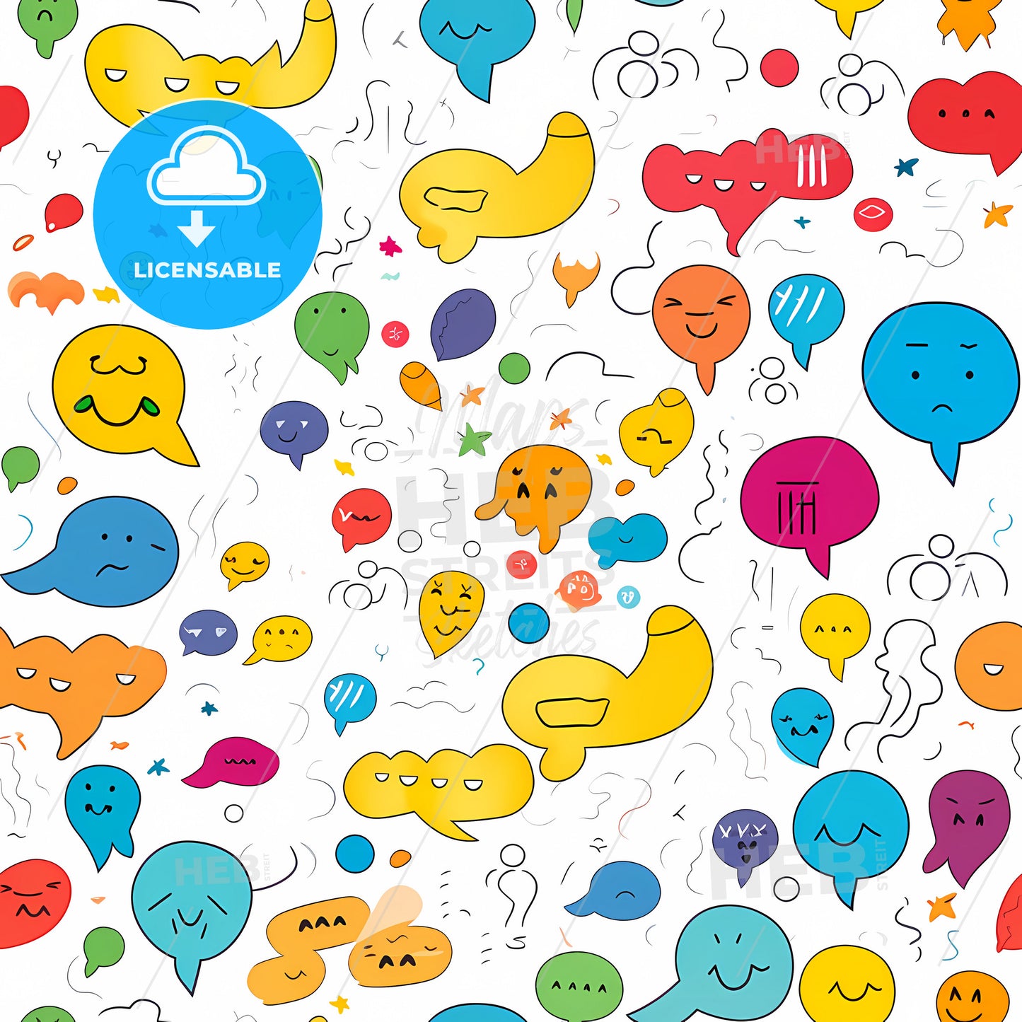 Diverse Colorful Chat Bubble Set, A Group Of Colorful Cartoon Faces