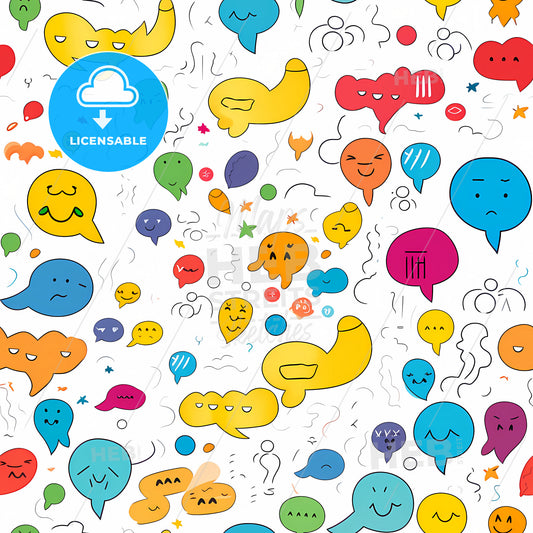 Diverse Colorful Chat Bubble Set, A Group Of Colorful Cartoon Faces