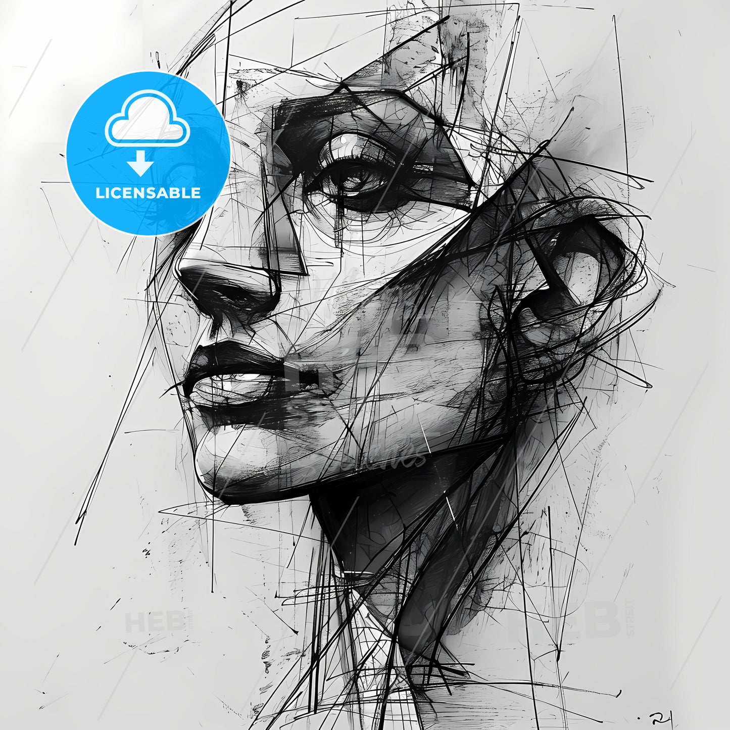 Abstract Drawing, A Drawing Of A Woman's Face