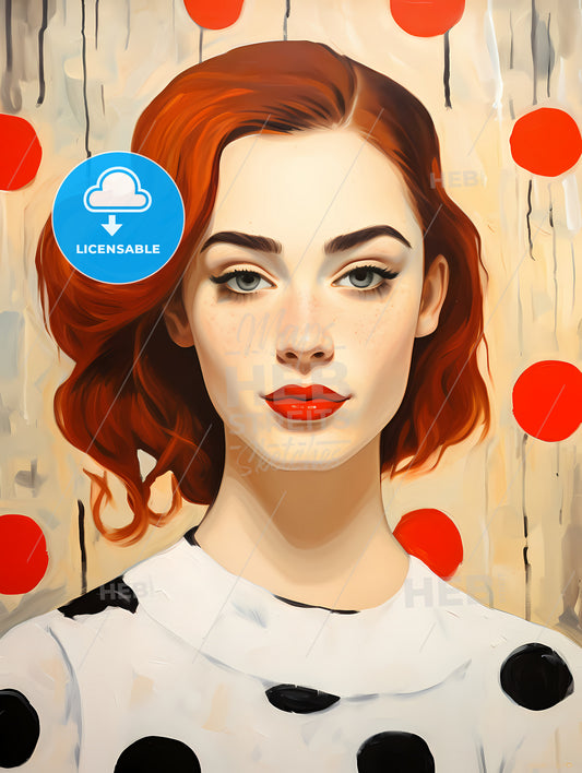 Young Glamorous Woman, A Woman With Red Hair And Red Lips
