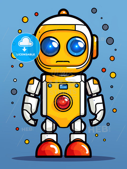 Minimalist Robot Art, A Cartoon Of A Yellow Robot