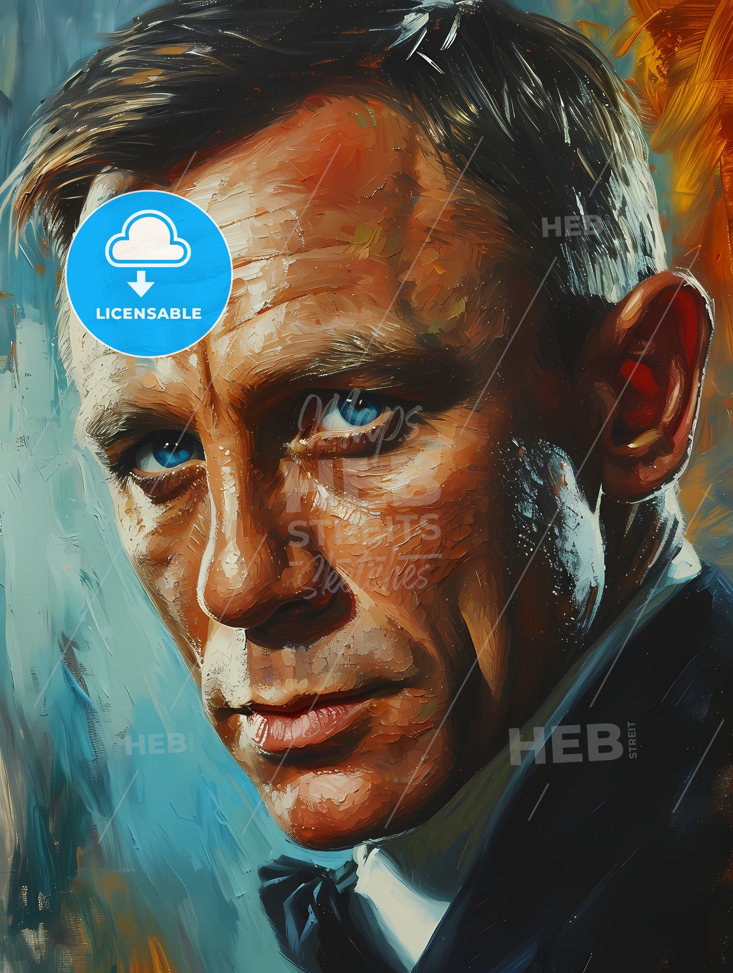 James Bond Portrait, A Man With Blue Eyes