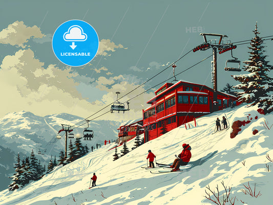 With People Skiing, A Ski Lift And People Skiing