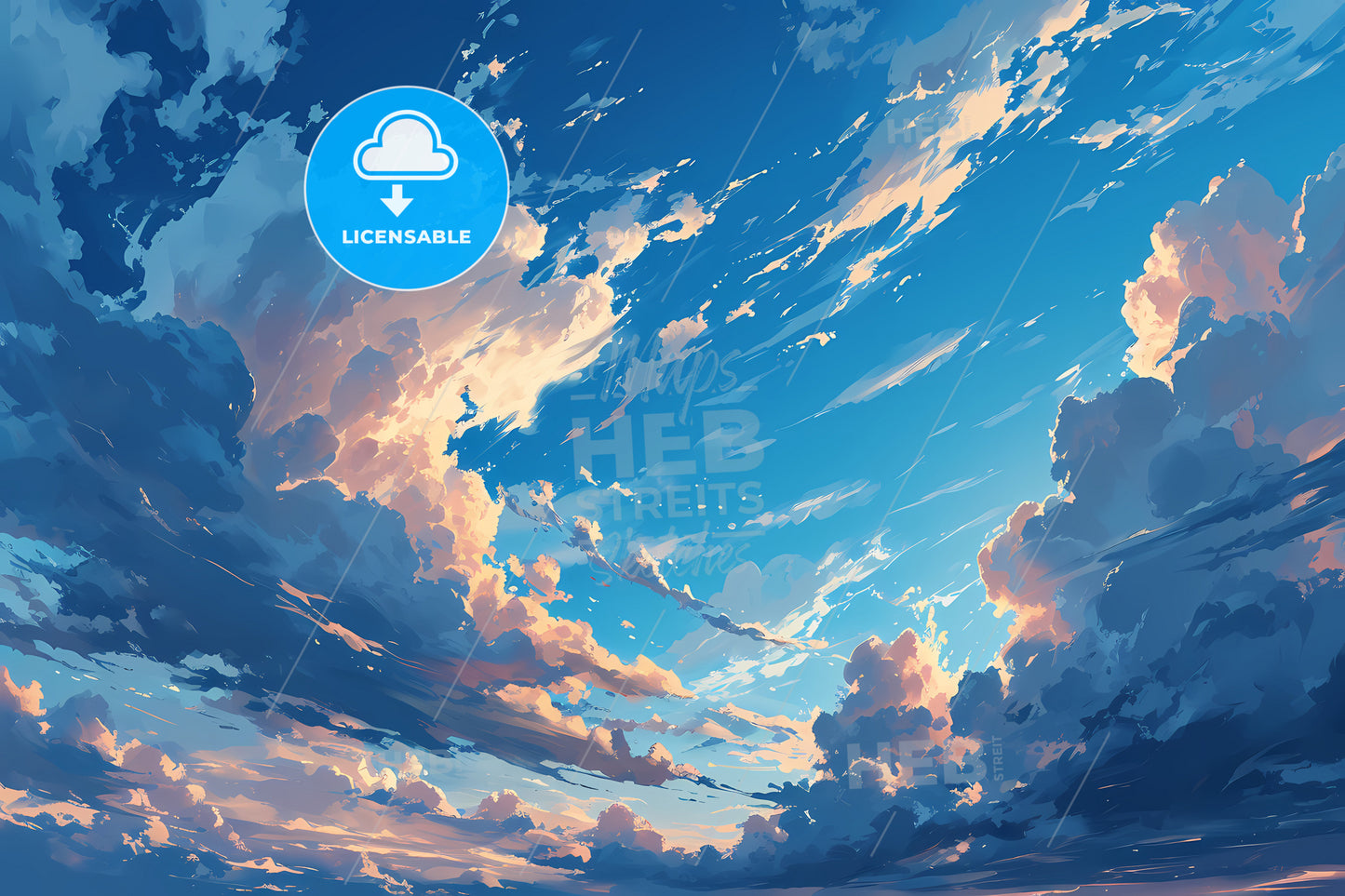 An Illustration Of A Blue Sky, A Blue Sky With Clouds