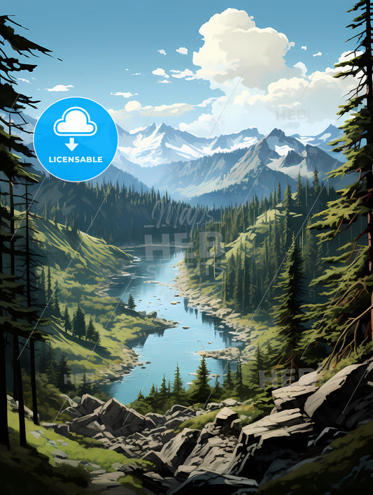 Whistler National Park, A River Running Through A Forest