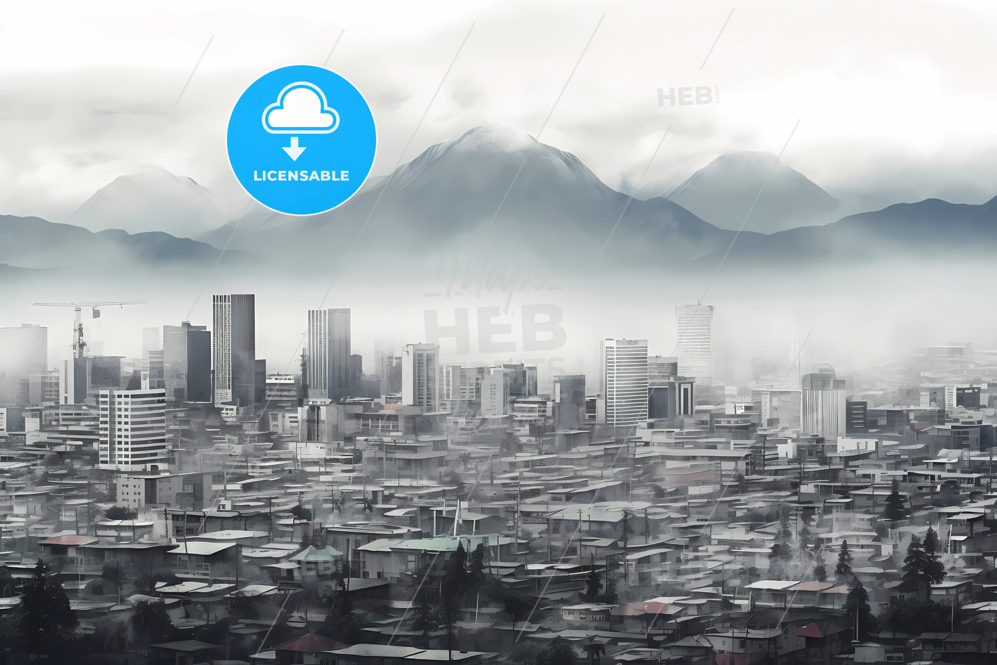 Panoramic View Of The City, A City With Mountains In The Background