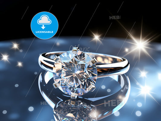 A Sparkling Diamond Ring Skylight Exposure, A Diamond Ring On A Shiny Surface