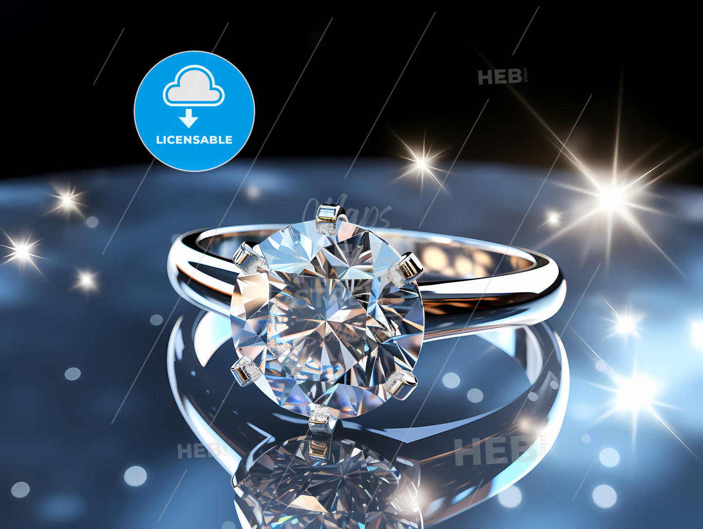 A Sparkling Diamond Ring Skylight Exposure, A Diamond Ring On A Shiny Surface