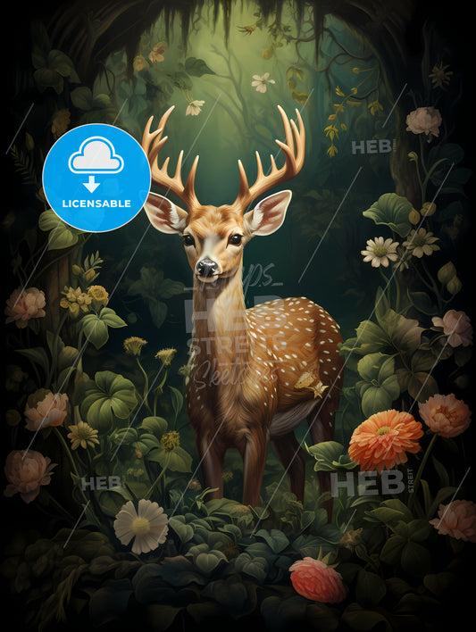 Deer In The Forest, A Deer In A Forest