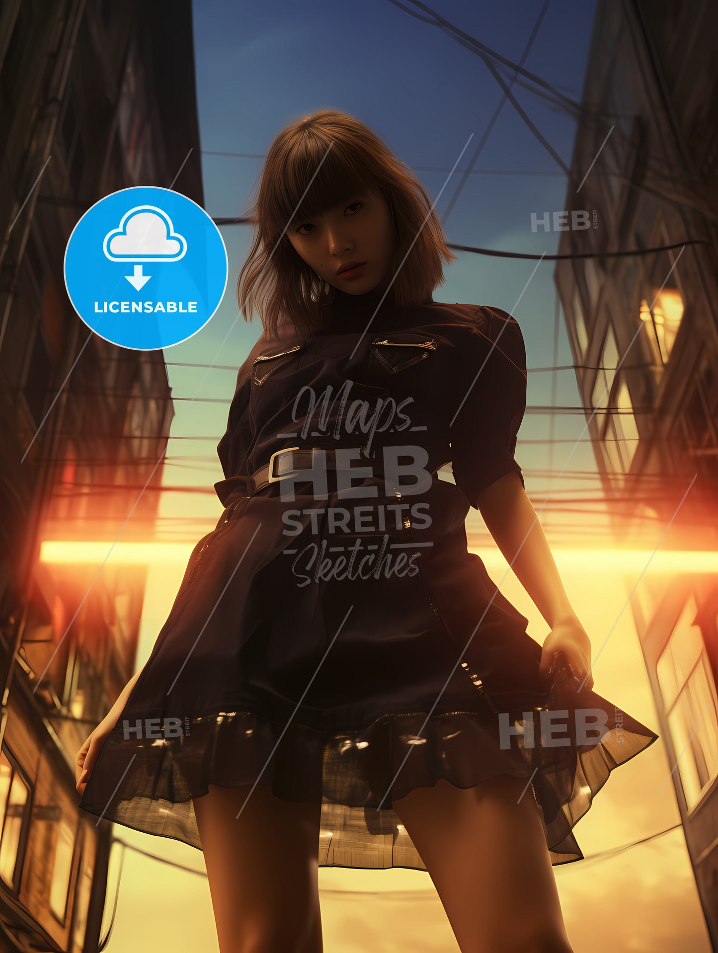 Office Lady Extreme Closeup, A Woman In A Black Dress