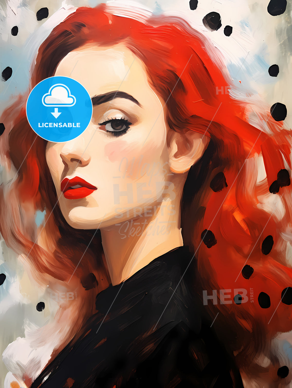 Young Glamorous Woman, A Woman With Red Hair And Black Shirt
