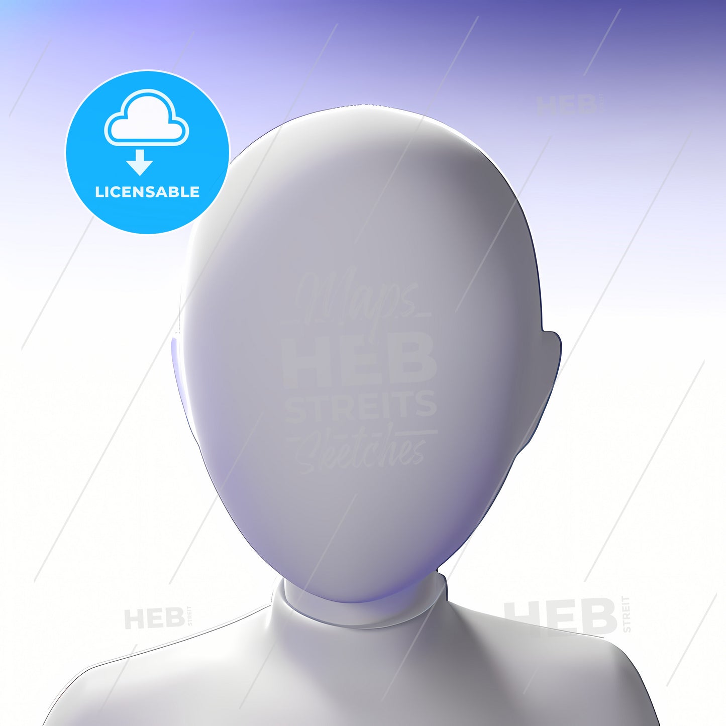 Unisex Default Profile Picture, A White Headless Person With A Blue And Purple Background