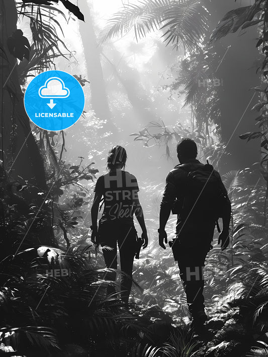 Travelers For The Tshirt, A Man And Woman Walking In A Forest