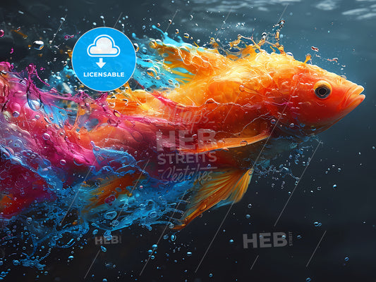 A Flying Fish Long Exposure Photography, A Goldfish Swimming In Water