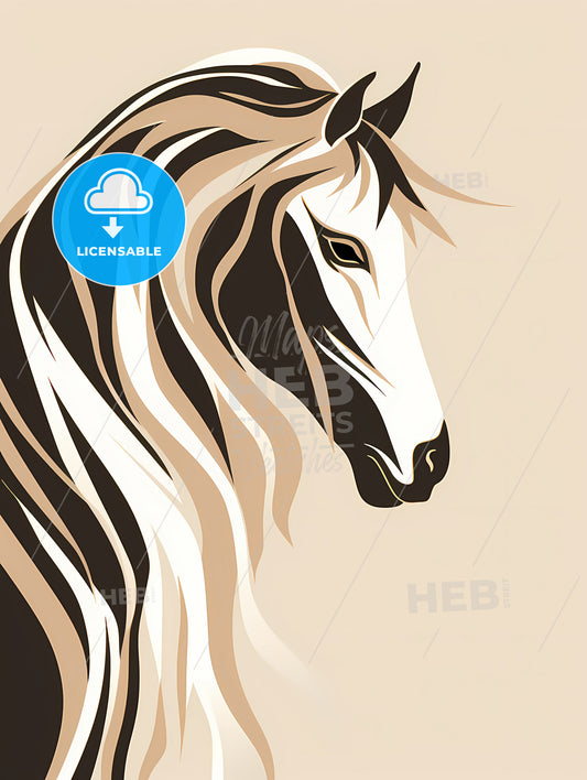 Horse Line Drawing Line Style, A Horse With Long Mane