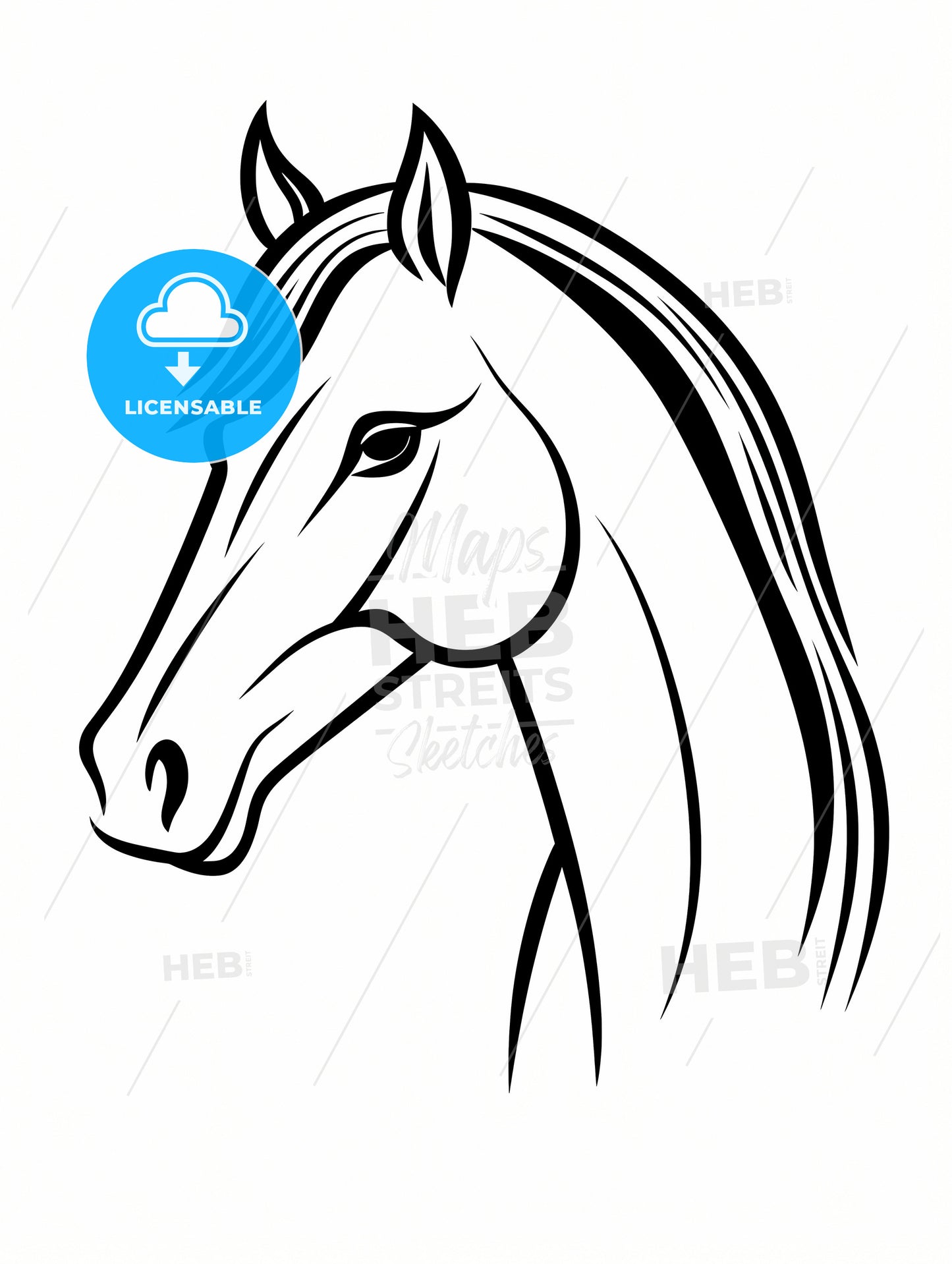 Horse Line Drawing Line Style, A Black And White Drawing Of A Horse