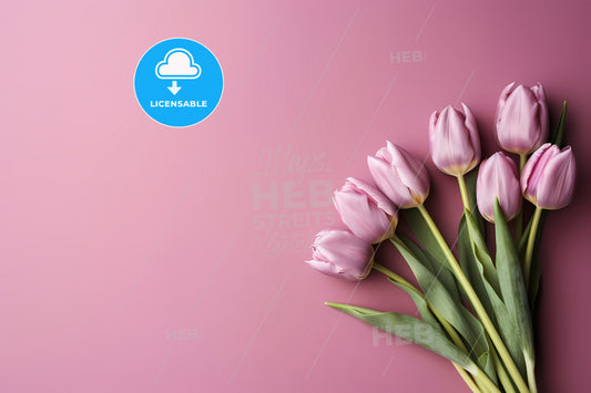 Mothers Day Background, A Group Of Pink Tulips On A Pink Background