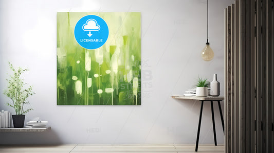 Abstract In Green Forest, A Painting On A Wall