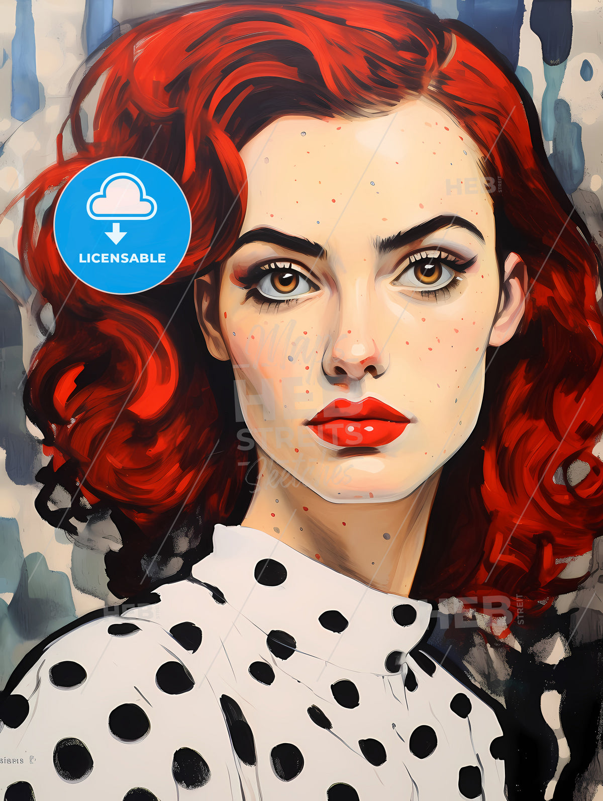 Young Glamorous Woman, A Woman With Red Hair And Red Lips