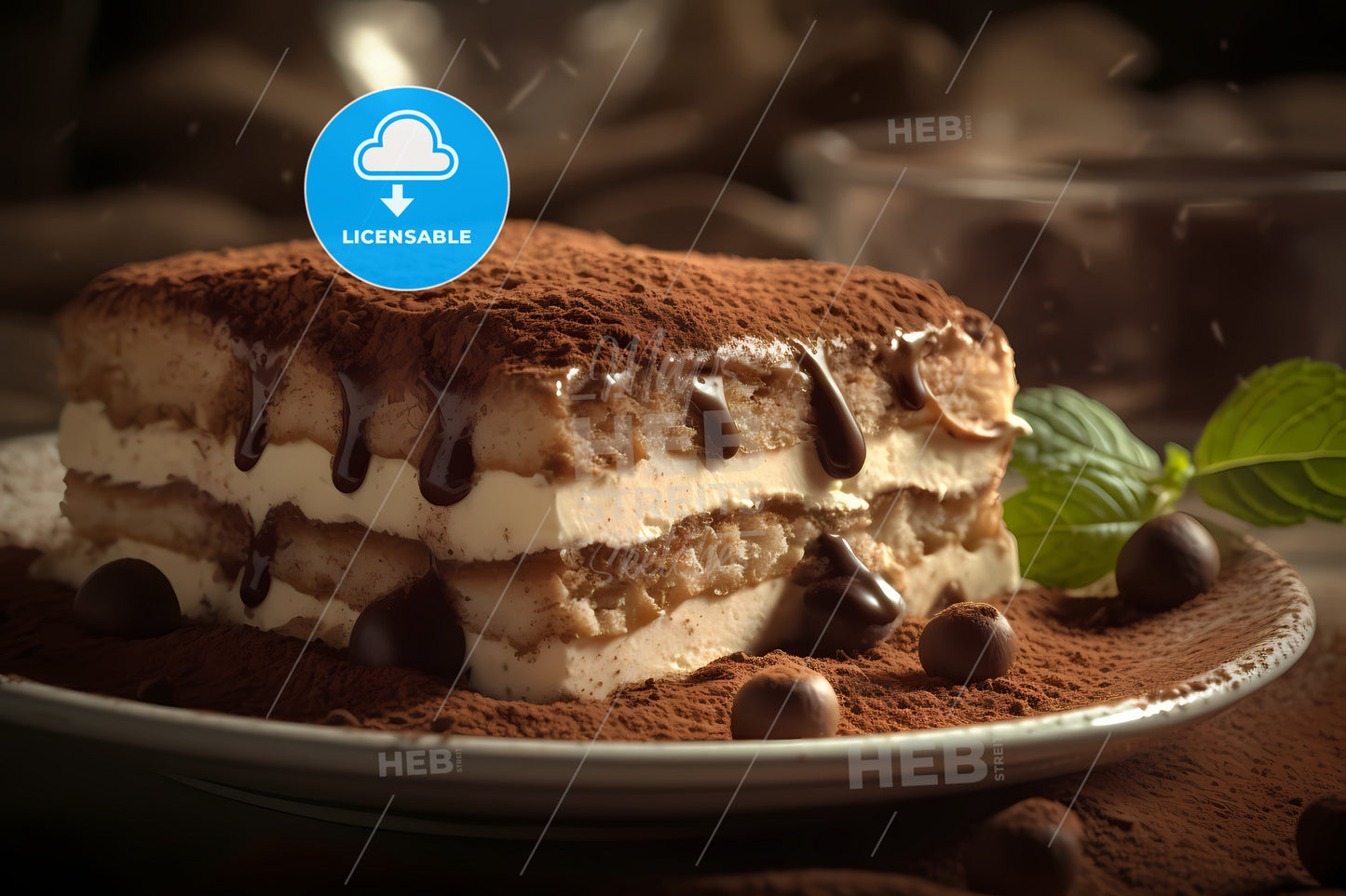 Tiramisu, A Plate Of Food On A Table