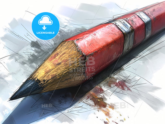 Draw Icon Transparent Background, A Pencil With A Red Pencil