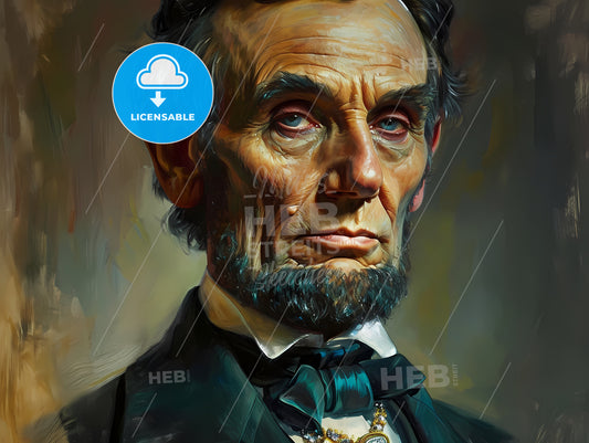 An Ultra Realistic Portrait Of Abraham Lincoln, A Man With A Beard And Mustache Wearing A Suit