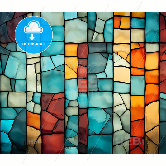 Stained Glass, A Colorful Mosaic Of Rectangular Shapes