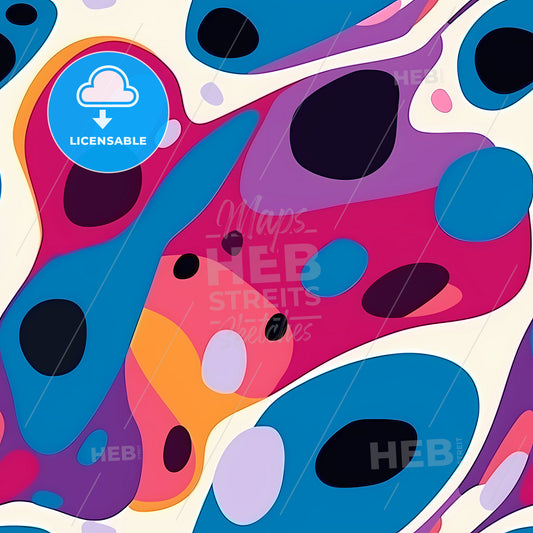 Colorful Abstract Organic Shape, A Colorful Pattern With Black And Blue Circles