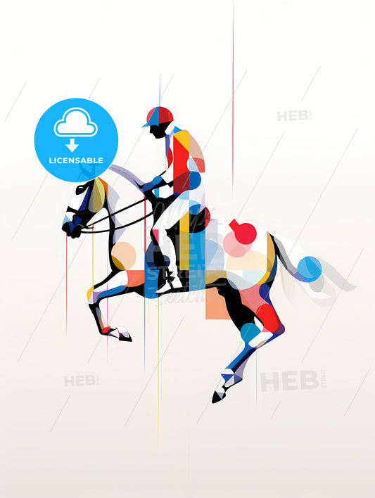 Minimalist Horse Rider Line Art, A Man Riding A Horse