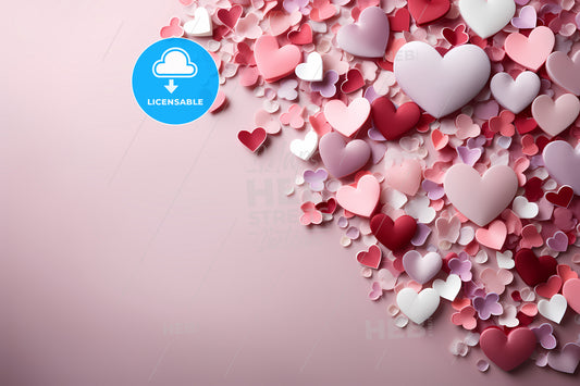 Happy Valentines Day Background, A Group Of Hearts On A Pink Surface