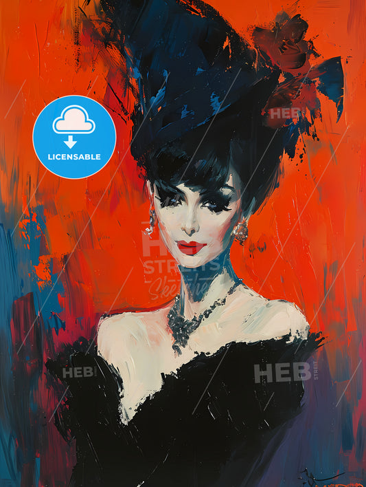 Lolita From Vladimir Nabokov Portrait, A Painting Of A Woman With A Large Feathered Hat